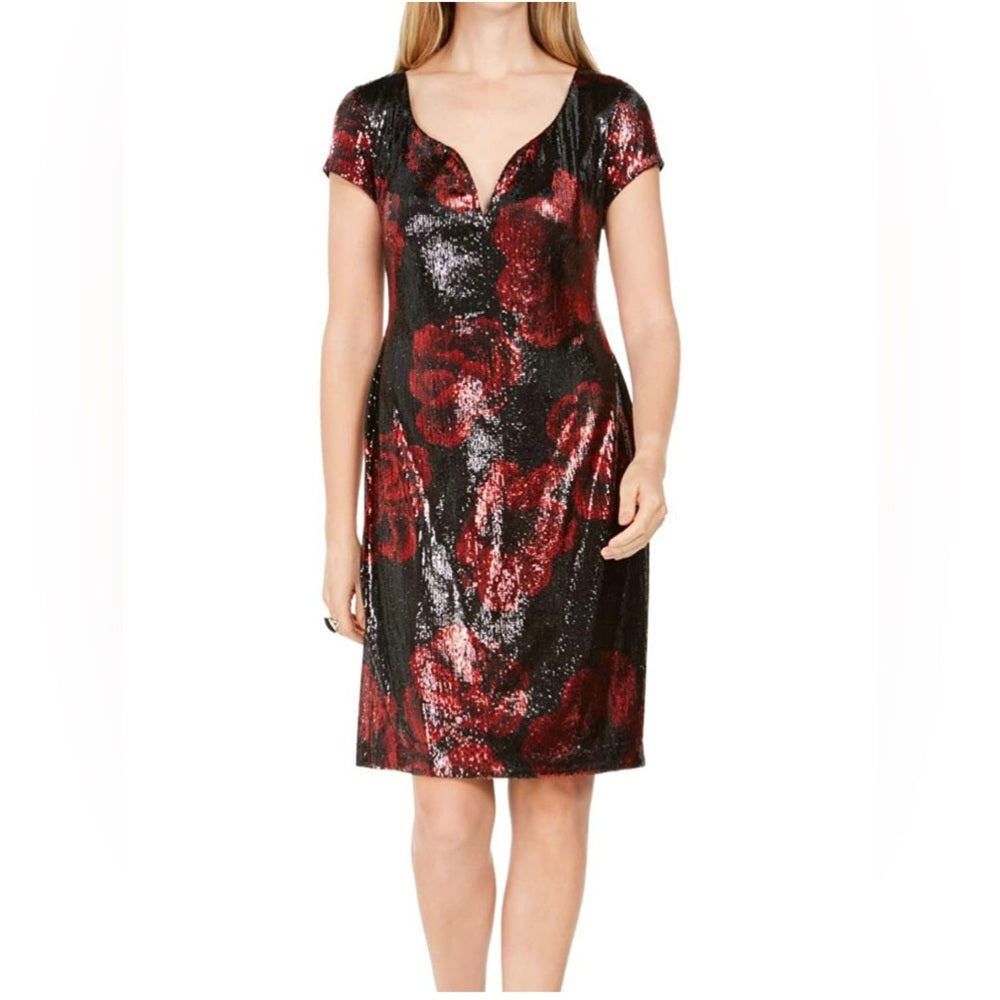 Women’s Formal Dress Connected Apparel Size 8 , 12 Floral Allover Sequined Blac
